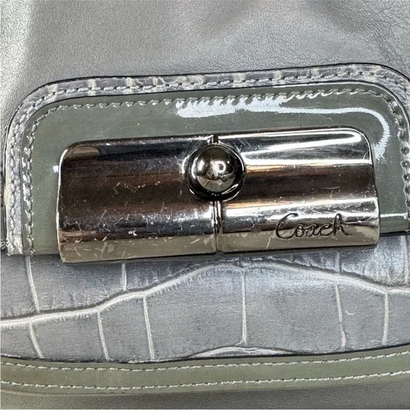 Coach Kristin Spectator Smooth Leather Snake Embossed Hobo Shoulder Bag